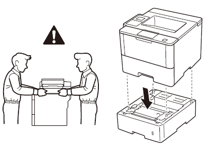 Together two people should lift the machine carefully and place it onto the lower tray unit
