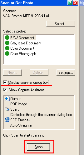 check display scanner dialog box