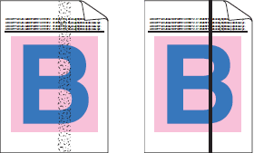 Colored streaks or bands down the page