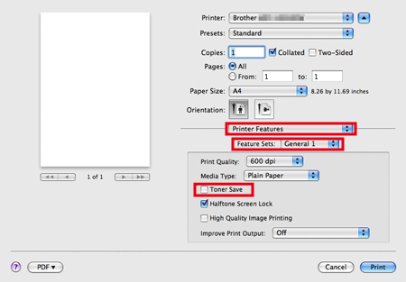 Uncheck the Toner Sve check box