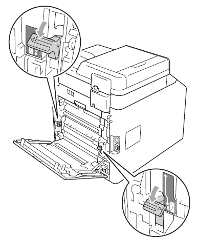 Pull down the two gray levers