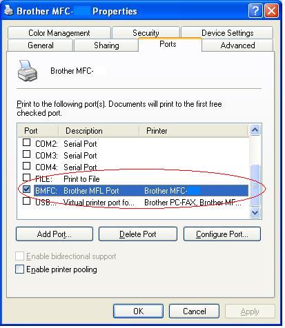 When I share a FAX/ DCP/ MFC via a Windows® XP PC, the machine prints  garbage characters. What can I do? | Brother