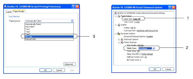 How do I print on thick paper, labels and envelopes from the MP tray in  Windows applications?