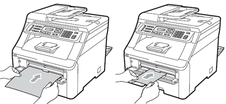 put one sheet of paper or one envelope in the manual feed slot 