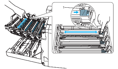 Clean the corona wire inside the drum unit