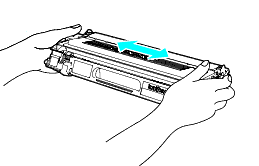 Hold the cartridge level with both hands and gently rock it from side to side five or six times