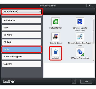 Desinstalar los controladores y el software de Brother (Windows) | Brother