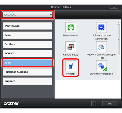 Afinstallation af Brother-software og -drivere (Windows) | Brother