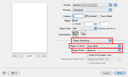 print double sided pages for a program correctly on a mac