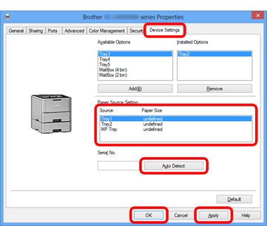 Configure the printer driver to work with the lower tray