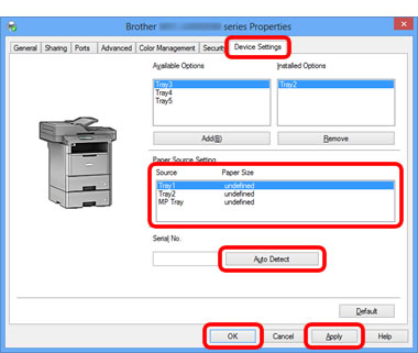 Configure the printer driver to work with the lower tray