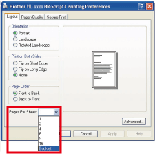 Choose Booklet from Pages Per Sheet