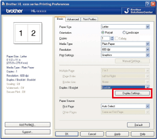 Click Duplex Settings