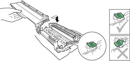 Put the toner cartridge into the new drum nit