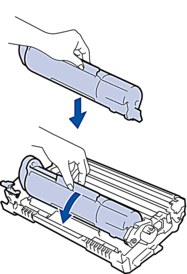 Push toner cartridge firmly into the new drum unit