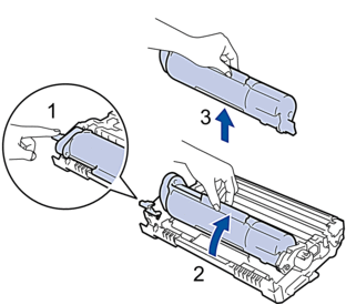 Take the toner cartridge out of the drum unit