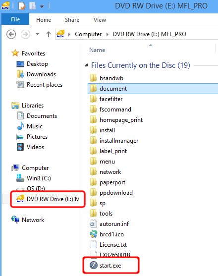 Open CD/ DVD drive and double-click start.exe