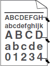 Black toner marks across the page