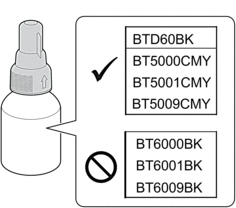 Check ink bottle model name on label