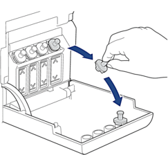 Remove ink tank cap for color you want to refill