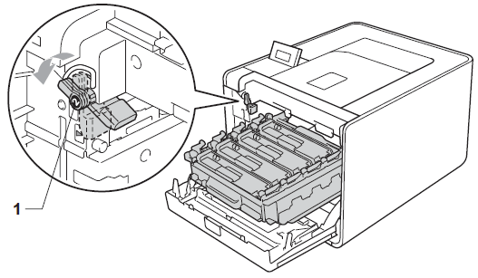 Turning the green lock lever