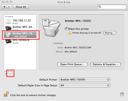 Uninstall the drivers. (Mac OS X 10.5) | Brother