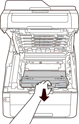 Vyjměte nádobku na odpadní toner