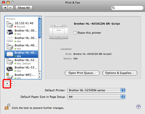 Agregue mi equipo Brother (el controlador de impresora) con Mac OS X 10,5 -  10,11. | Brother