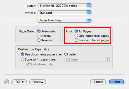 Imprimer sur les deux faces du papier (Impression recto/verso automatique  pour les utilisateurs de Mac OS X 10.4.11 ou plus récent). | Brother