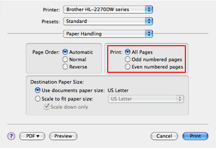 Print dialog- Paper Handling