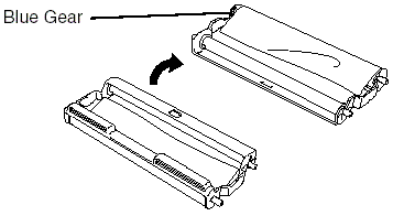 Illustration of blue gear position on toner cartridge