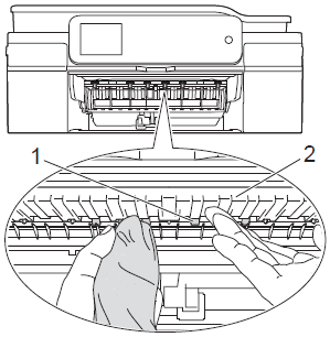 Lift Jam Clear Flap, and then clean the back side of the Paper Feed Rollers