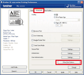 Click Other Print Option