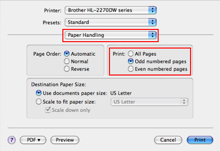 default single sided printing mac