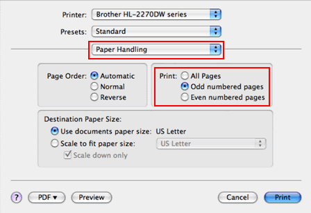 Print dialog- Paper Handling