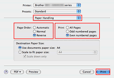 Print dialog for Mac OS X 10.4