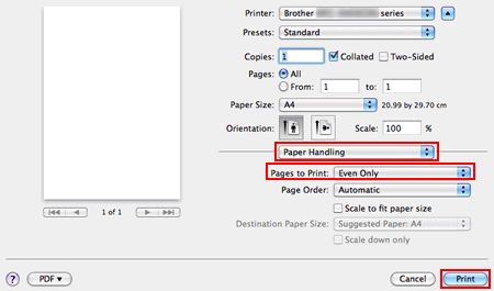 Print dialog for Mac OS X 10.5/ 10.6