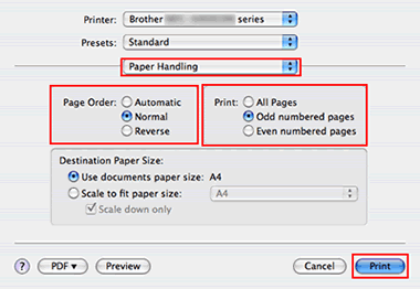 Print dialog for Mac OS X 10.4