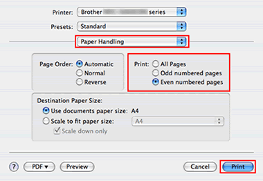 Print dialog for Mac OS X 10.4