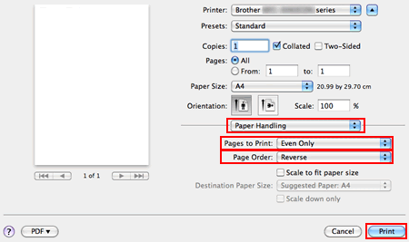 Print dialog for Mac OS X 10.5 or greater