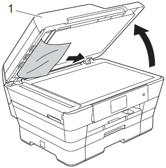 Pull the jammed document out to the left