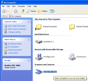Scan a document using "Scanner and Camera Wizard" in Windows XP | Brother