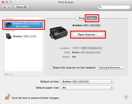 Scansione di un documento in OS X 10.8 o successivo. | Brother