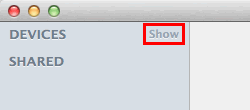 Coloque el puntero del mouse sobre el área y haga clic en Mostrar (“Show”).
