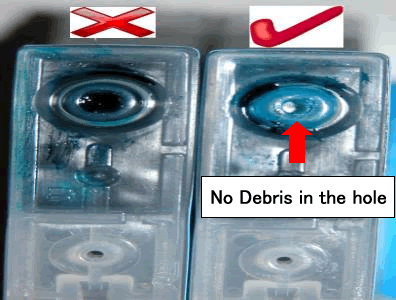 no debris in the hole