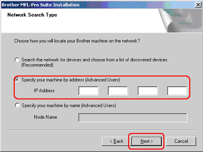 Select Specify your machine by address