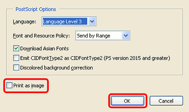 Check the Print as Image box