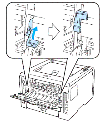 blue levers in the up position