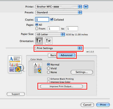 Mejorar resultado de impresión ("Improve Print Output").