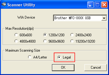Why is legal scanning not an my Windows XP / Vista computer when using the driver? | Brother